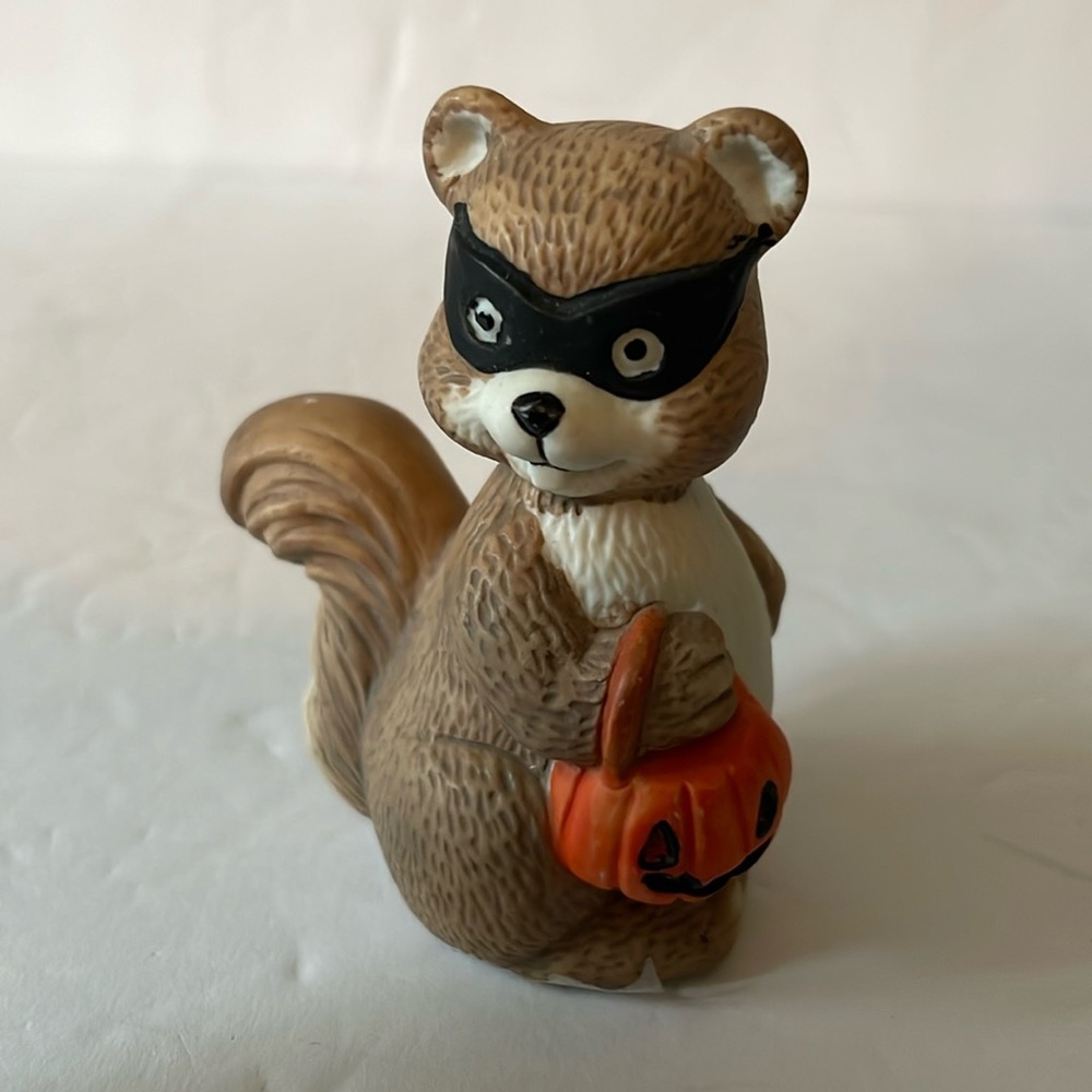 Vintage Masked Halloween Ceramic Woodland Creature Trick or Treater Figurine